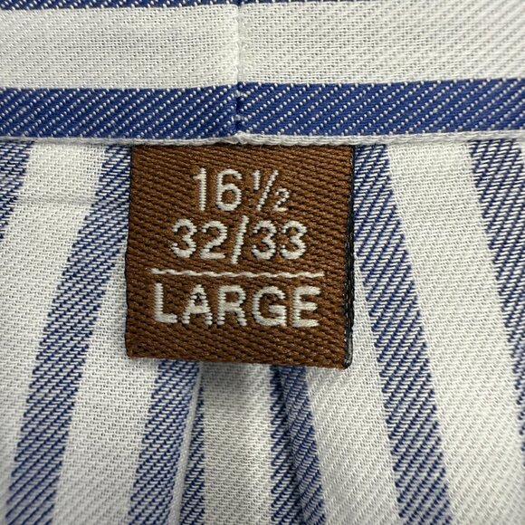 Michael Kors Men's Button Up Dress Shirt 16.5 32/33 Large 100% Cotton Blue White - Picture 5 of 10